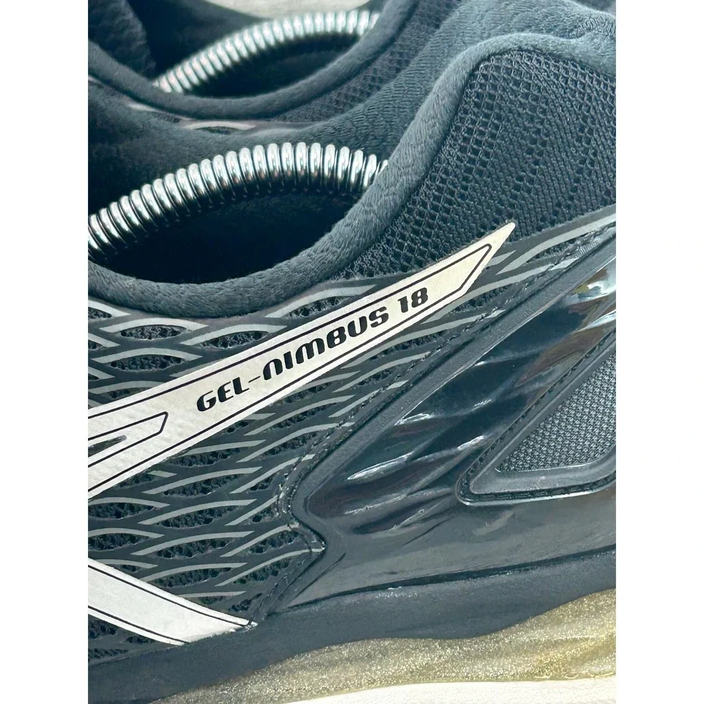 Asics Gel Nimbus 18 Running Shoes Black Silver T600N‎ Athletic Sneakers Men 11.5